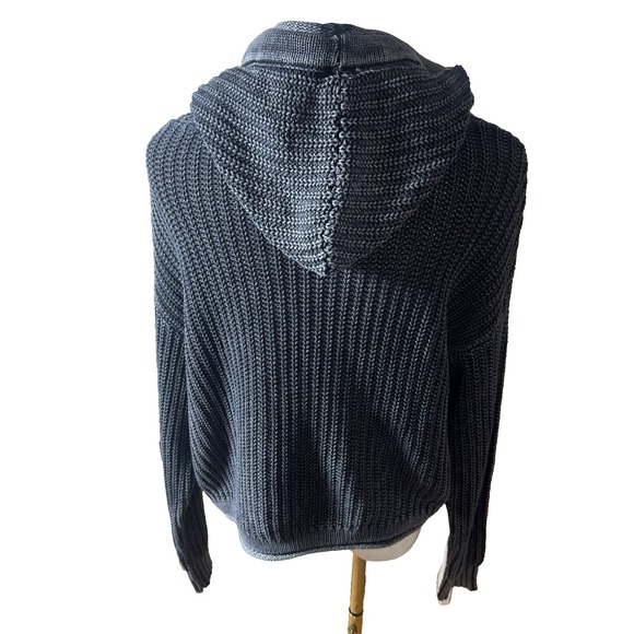 PINK Victoria's Secret XS Hoodie Gray Chunky Knit Sweater Soft Lounge Cozy - Picture 2 of 8